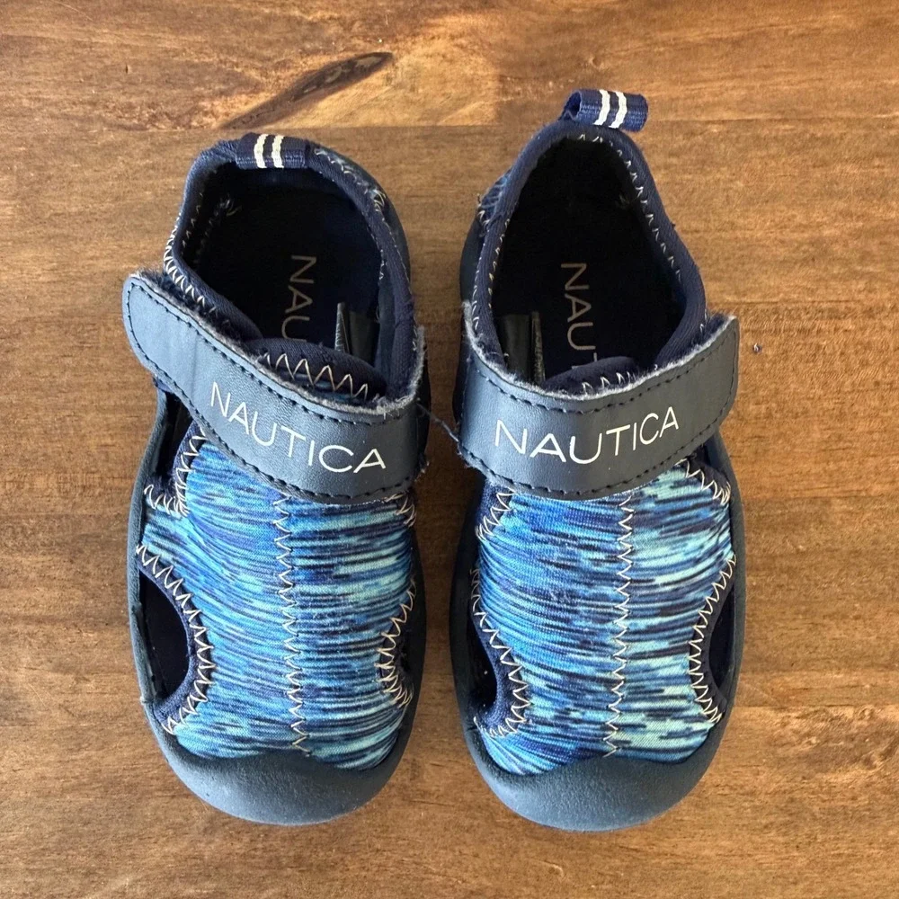 Nautica Kettle Gulf Toddler Water Sandals Size 4 Blue Multi Hook Loop